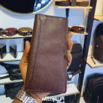 chocolate brown leather long wallet