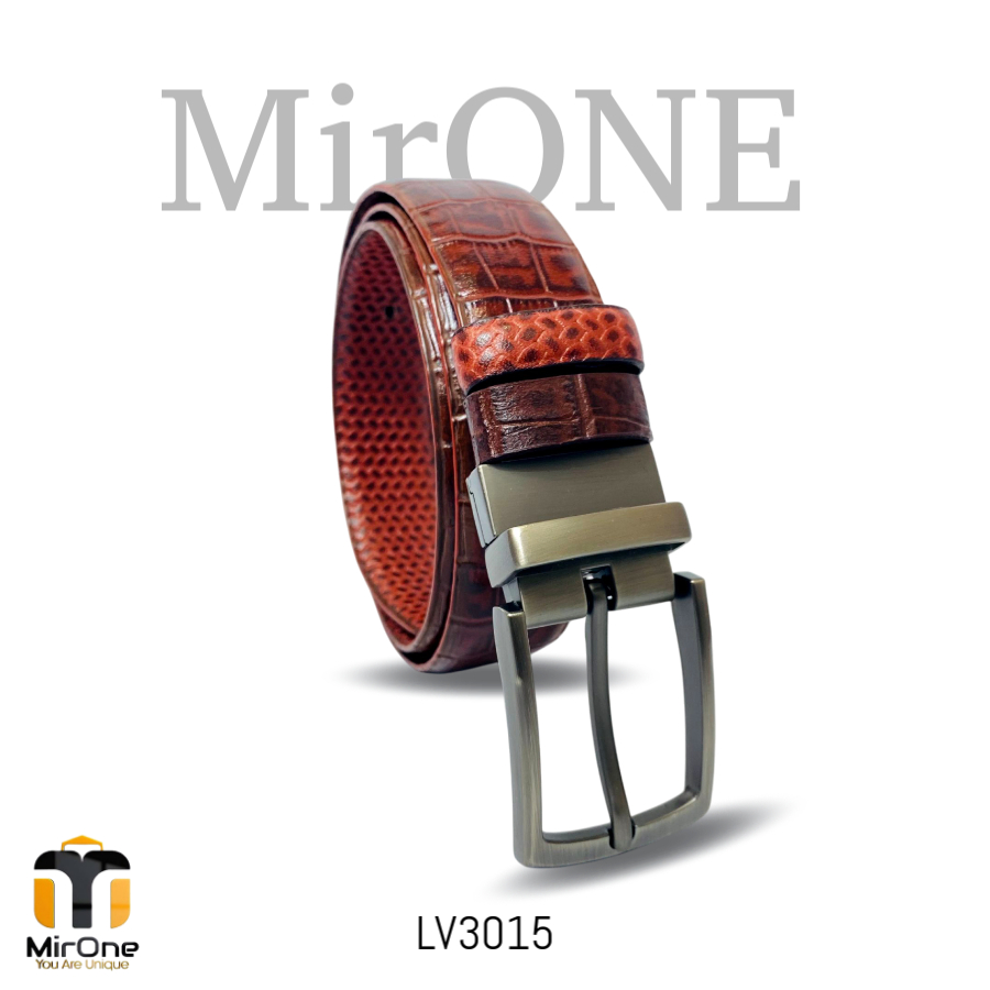 A New Design_1742305863617 Genuine Leather Belt Gancini macline Duel Tone LV3015 - Image 1