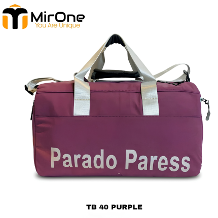 purple travel bag with shoe compartment