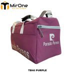 purple travel bag with shoe compartment