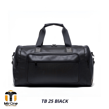 black pu leather travel duffle bag