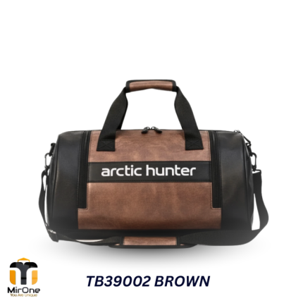 brown water-resistant travel bag