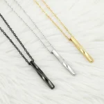 Fashion Simple Pendant Necklace Men Punk Trendy Spiral Straight Stainless Steel Chain 9003