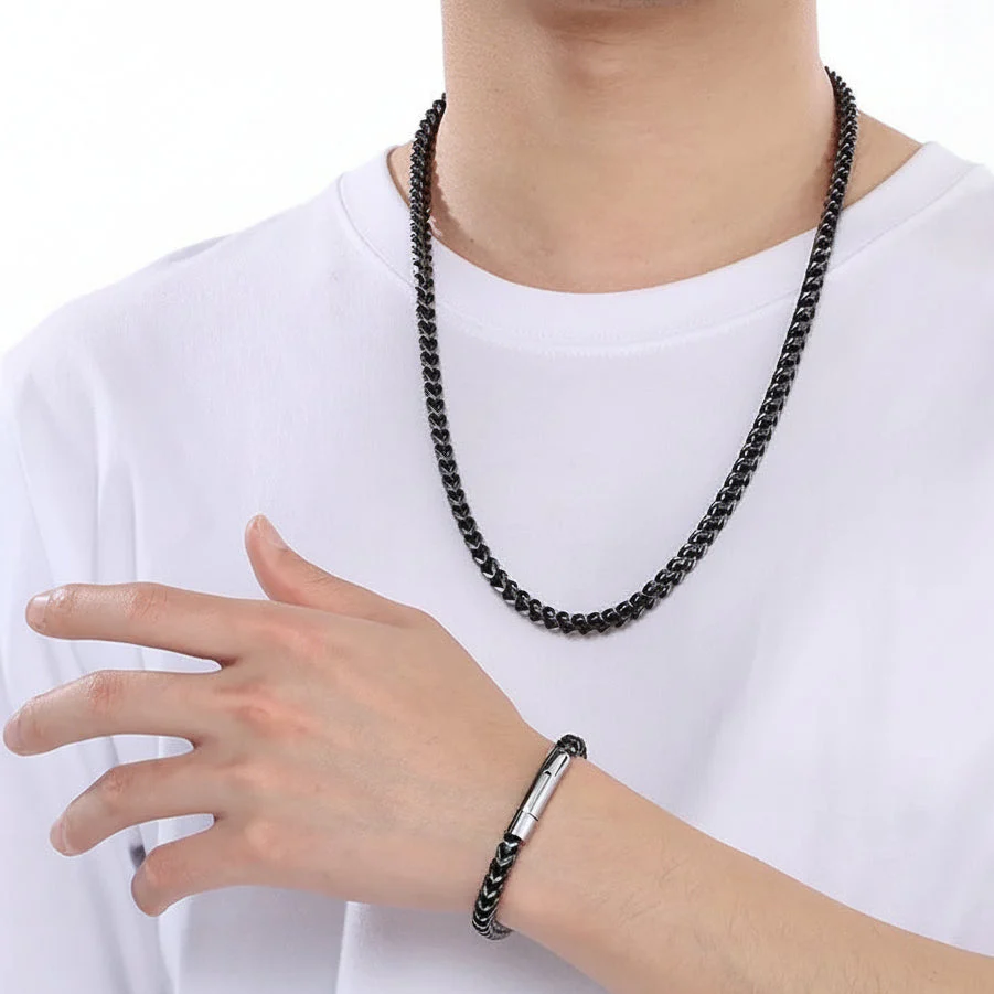 imgi_11_HSBR1064-Hip-Hop-Vintage-Style-Geometric-304-Stainless-Steel-18K-Gold-Plated-Unisex-Jewelry-Set-Men-Chain-Bracelets-displa_1024x1024 Men's Fashion Iced Chain and Bracelet Combo Set 9072 - Image 1