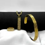 Ayat al Kursi 3 in 1 Gold Combo Chain Bracelet Ring Limited Edition 9074 - Image 3
