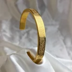 Ayatul Kursi Cuff Bangles For Women Men Stainless Steel Simple Carve Bangle Messager Islam Muslim 9035 - Image 4