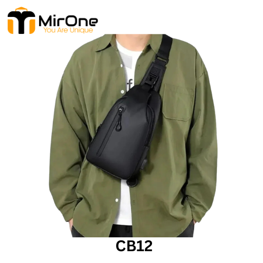 BP14 (20) black double flip zipper chest bag