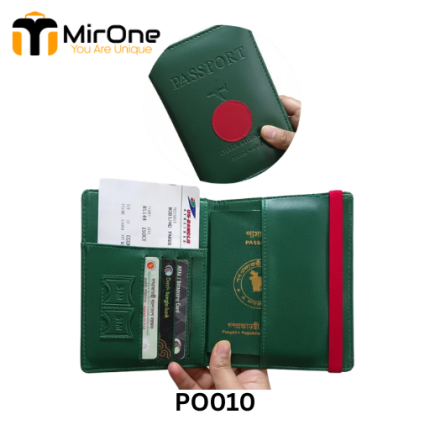 green pu leather passport cover po010