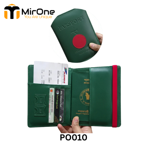 BP14 green pu leather passport cover po010