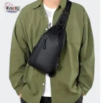 black double flip zipper chest bag