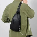 black double flip zipper chest bag